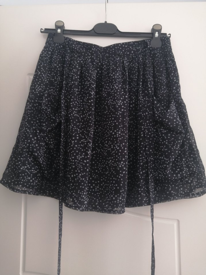 Siyah Bağcıklı Mini Etek - Görsel 2