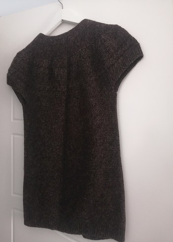 Kahverengi Kısa Kollu Triko Kadın Hırka - Görsel 4