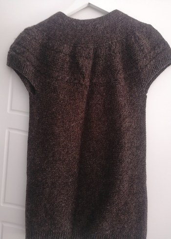 Kahverengi Kısa Kollu Triko Kadın Hırka - Görsel 3