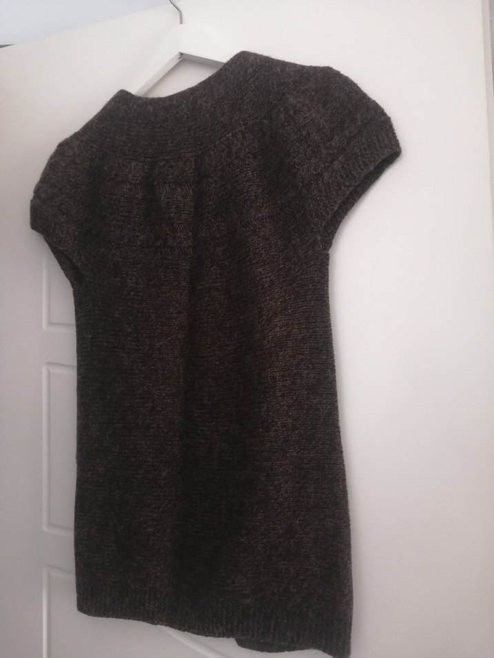 Kahverengi Kısa Kollu Triko Kadın Hırka - Görsel 4