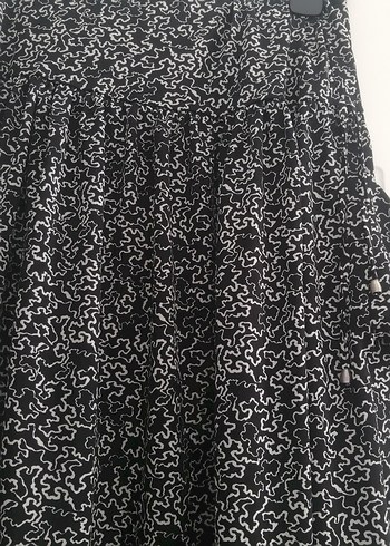 Drapeli Uzun Siyah-Gri Bağlama Desenli Şalvar - Görsel 4