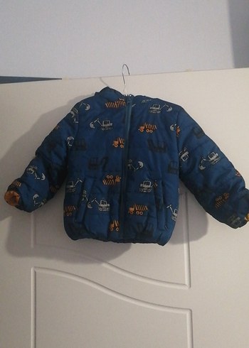 Erkek Çocuk Kapüşonlu Baskılı Mavi Mont - Görsel 2