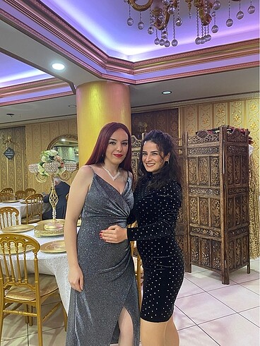 m Beden Simli gece elbisesi