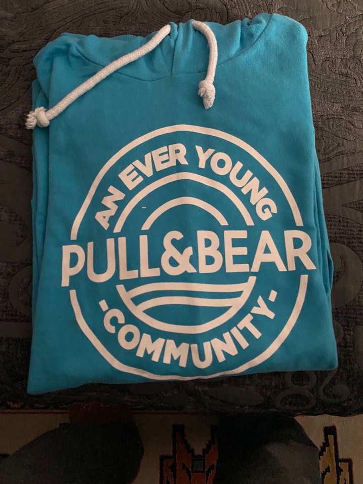 Turkuaz Renkli Kadın Kapüşonlu Sweatshirt - Görsel 2