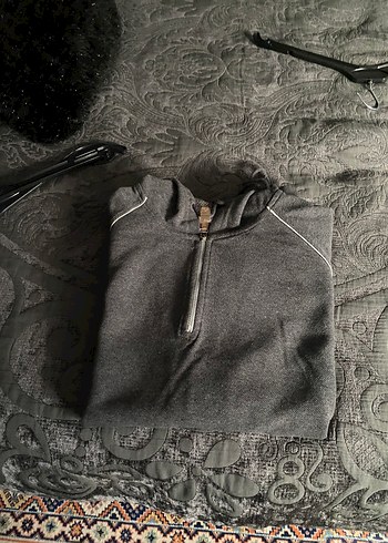 Gri Yarım Fermuarlı Kapüşonlu Sweatshirt - Görsel 3