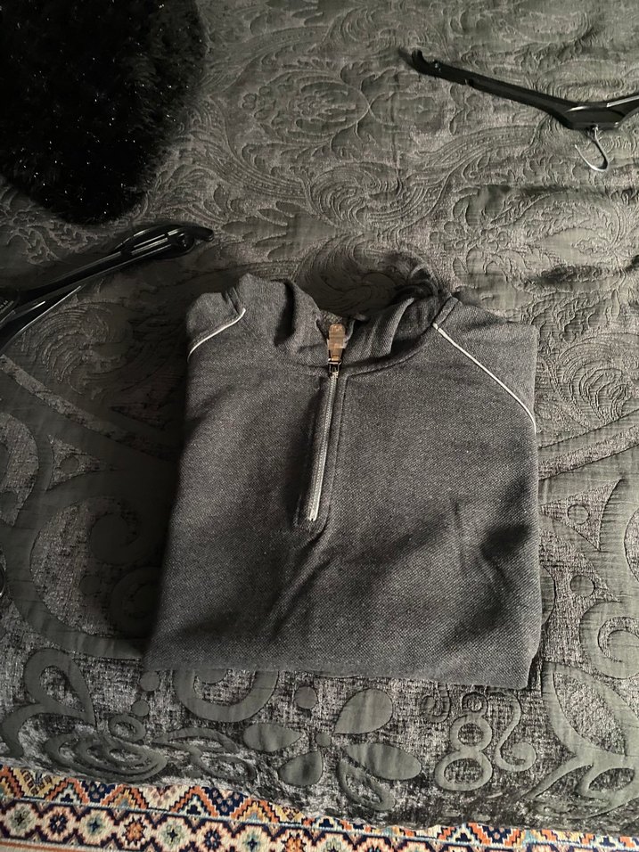 Gri Yarım Fermuarlı Kapüşonlu Sweatshirt - Görsel 3