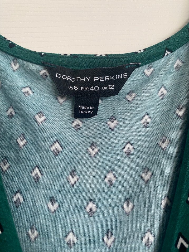 Yeşil Puantiyeli V Yaka Midi kuraveza fakir kol Elbise - Görsel 2