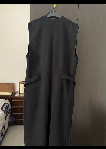 Düğmeli Siyah Kadın Uzun elbise - Görsel 2