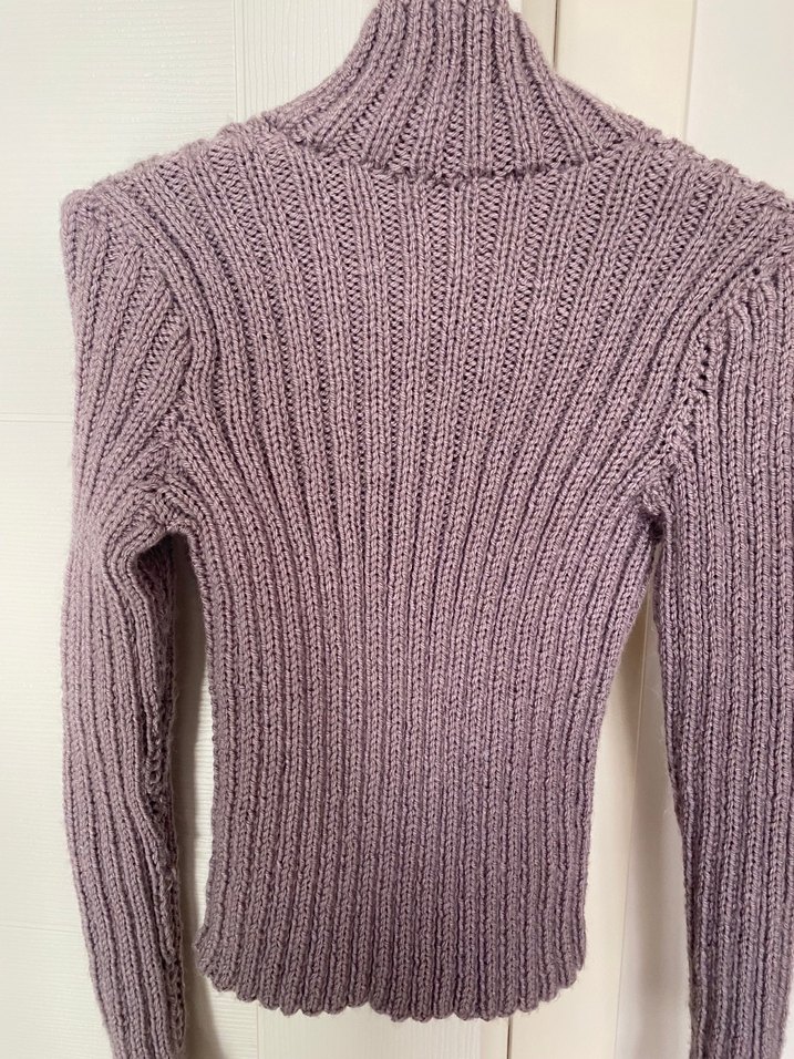 Gül kurusu Örgü Kadın Hırka Yüksek Yaka - Görsel 2