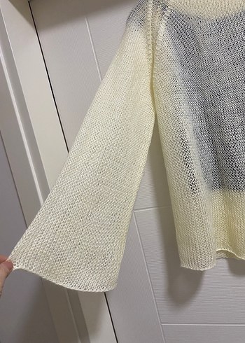 Kadın Beyaz Örgü Bohem Kazak - Görsel 2