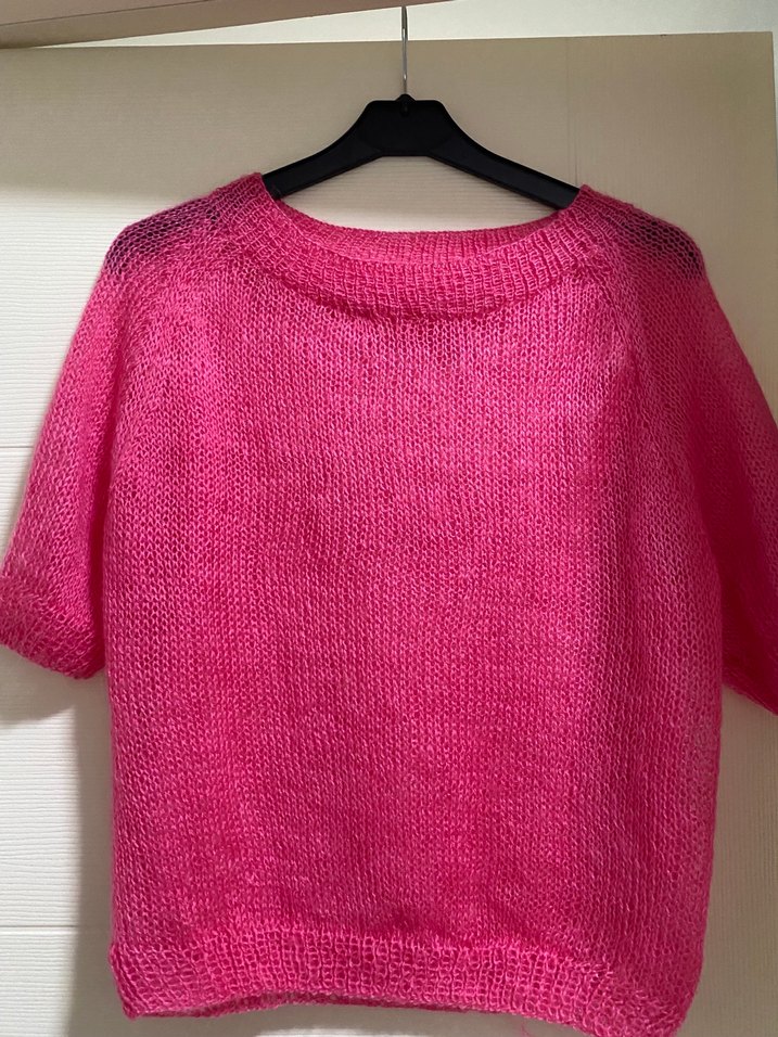 Pembe Örgü Kadın Kısa Kollu Kazak - Görsel 2