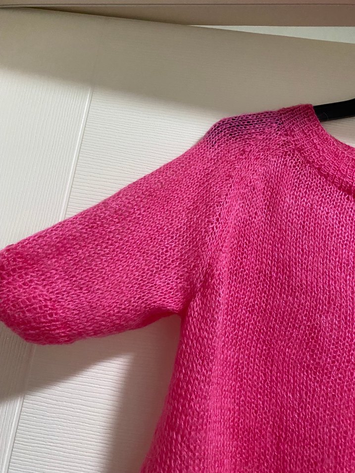 Pembe Örgü Kadın Kısa Kollu Kazak - Görsel 3