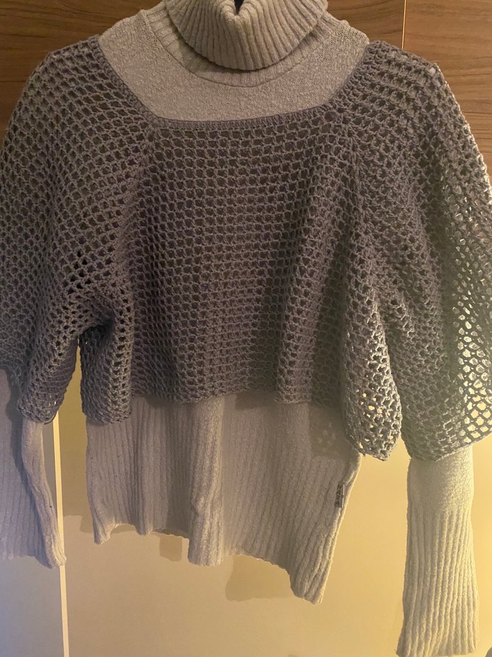 Gri Örgü Kadın Kazak - Görsel 4