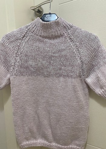 Kısa Kollu Boğazlı Triko Kadın Kazak - Görsel 2