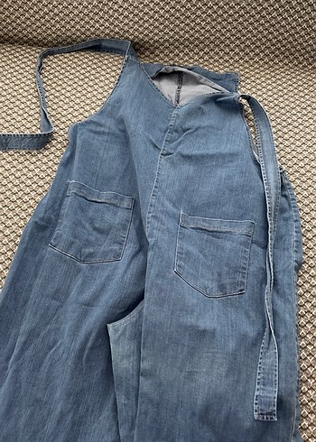 xl Beden Kadın hamile giyim Mavi Denim Askılı Salaş Tulum