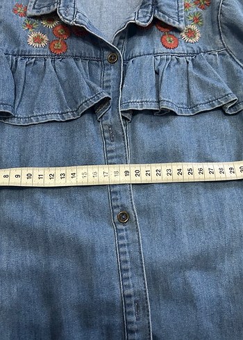 KOTON Nakışlı, Düğmeli Uzun Kollu Kot Gömlek - Görsel 4