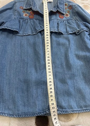 KOTON Nakışlı, Düğmeli Uzun Kollu Kot Gömlek - Görsel 3