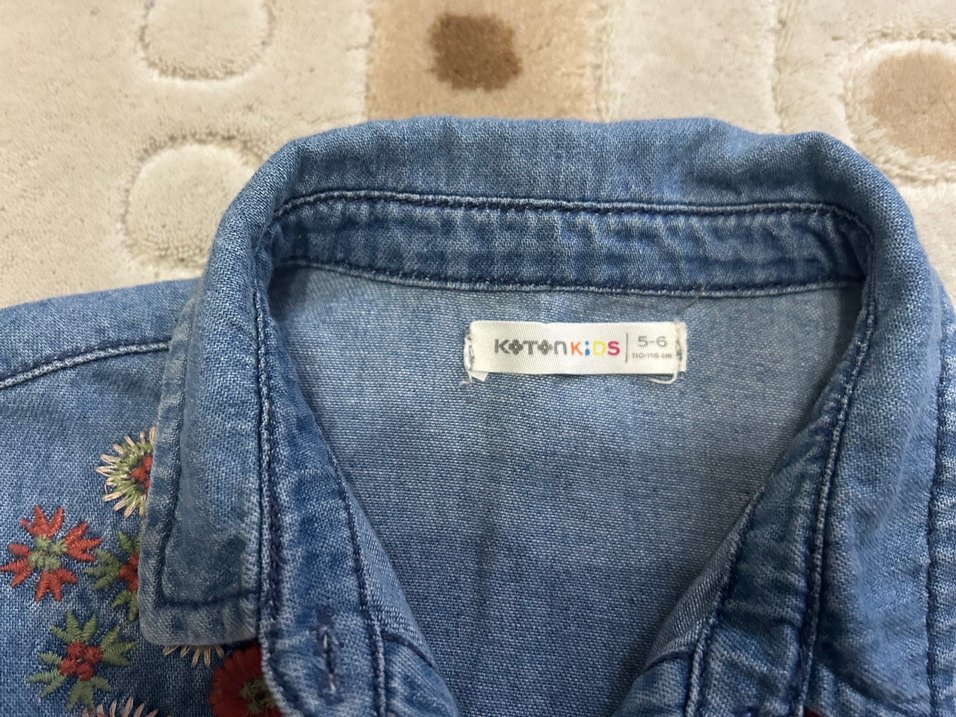 KOTON Nakışlı, Düğmeli Uzun Kollu Kot Gömlek - Görsel 2