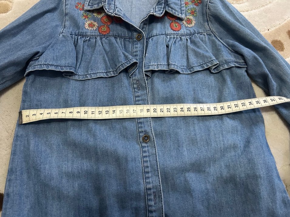 KOTON Nakışlı, Düğmeli Uzun Kollu Kot Gömlek - Görsel 4