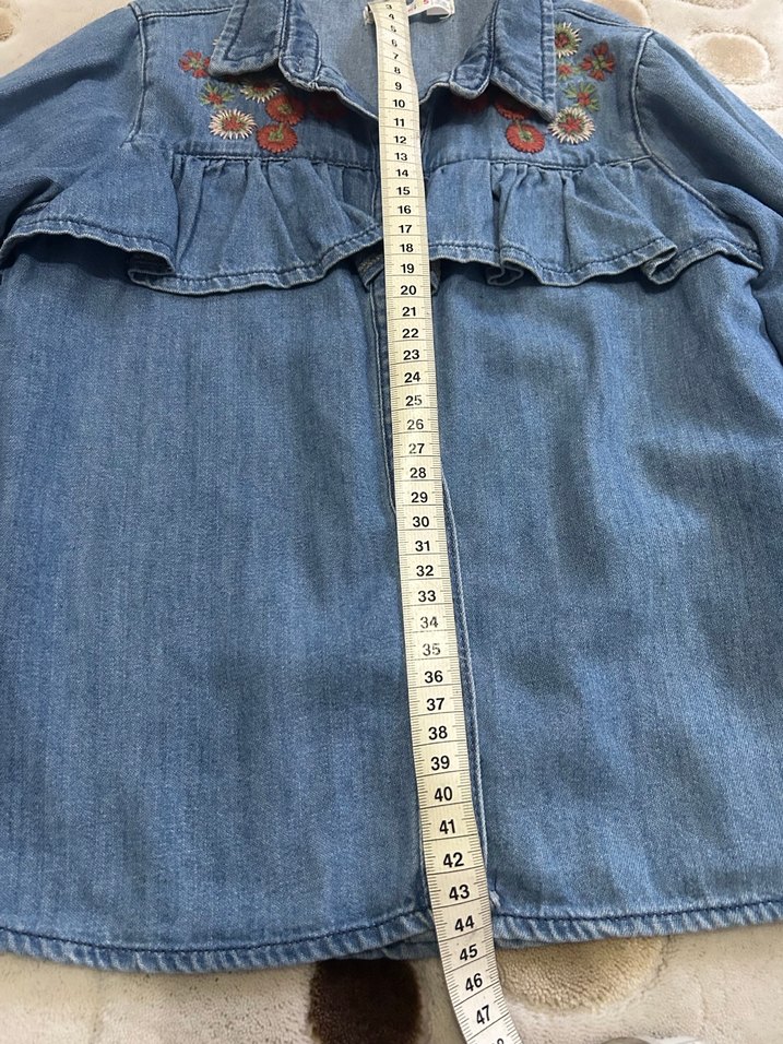 KOTON Nakışlı, Düğmeli Uzun Kollu Kot Gömlek - Görsel 3