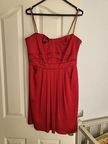 Bessini çok şık elbise saten kırmızı elbise 3 beden L elbise