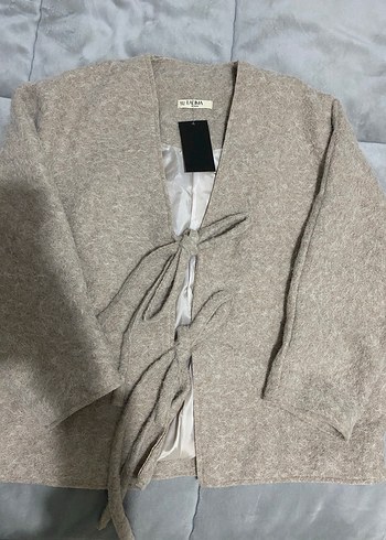 Bej Örgü Kadın Yün Kaban - Görsel 2