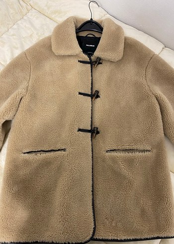 Bej Süet Kürklü Midi Kadın Kaban - Görsel 2