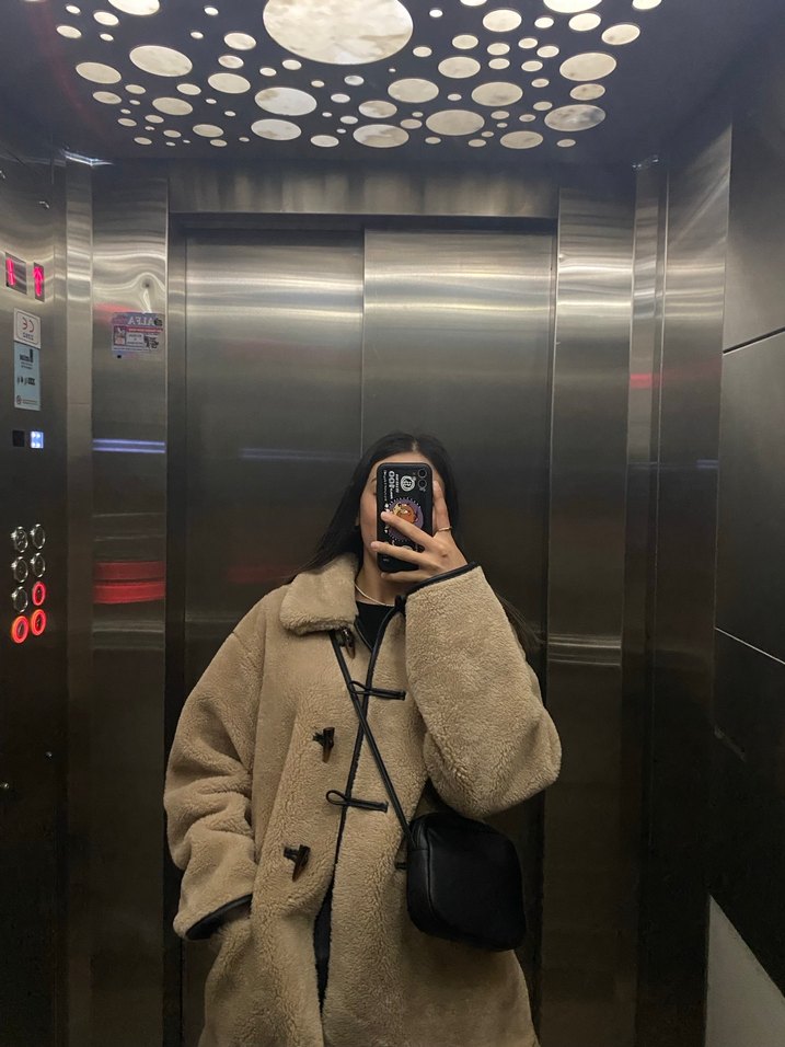 Bej Süet Kürklü Midi Kadın Kaban - Görsel 3