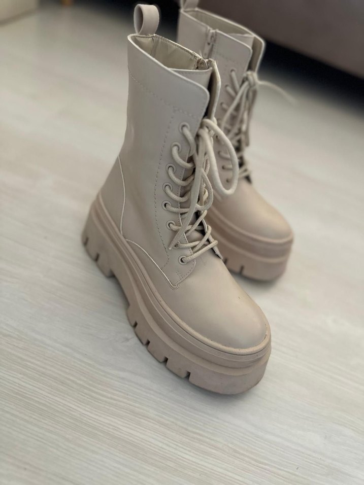 Bej Platform Topuklu Kadın Botları - Görsel 2