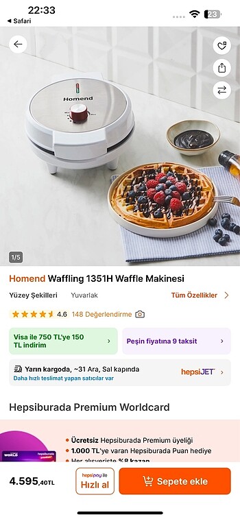 Homend wafle makinası