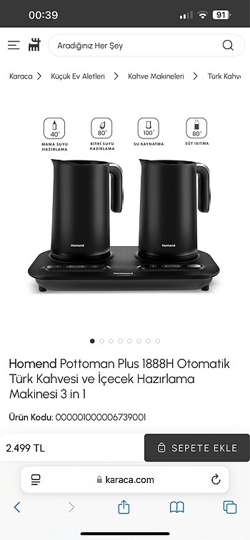 Türk kahve makinesi ikili 12 fincan