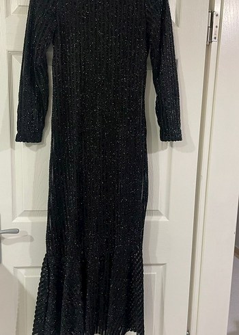 Uzun Kollu Siyah Örme Elbise - Görsel 3