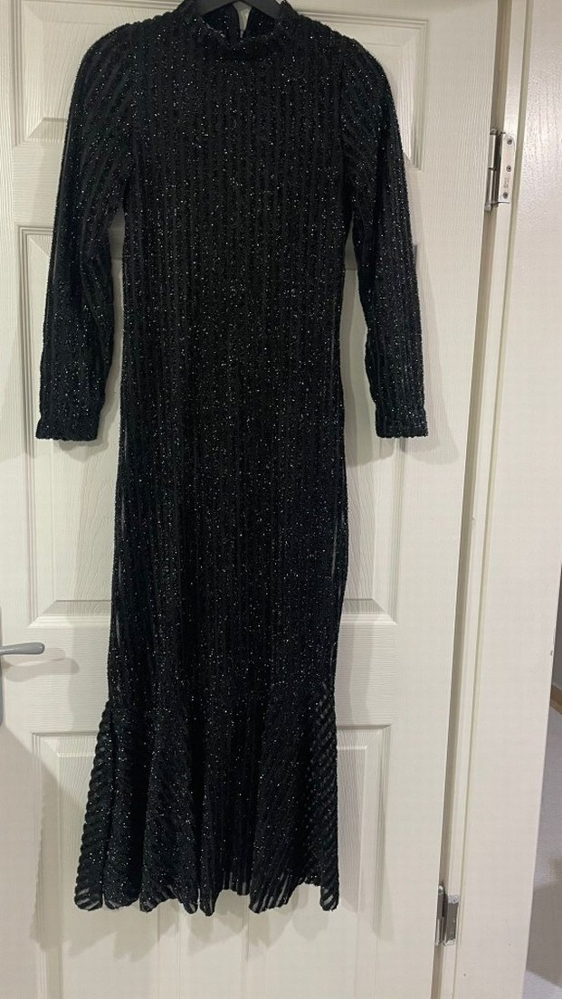 Uzun Kollu Siyah Örme Elbise - Görsel 3