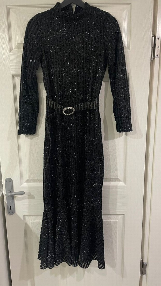 Uzun Kollu Siyah Örme Elbise - Görsel 4