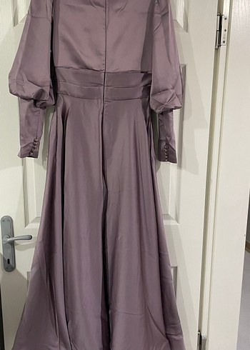 Mor Drapeli Uzun Abiye Elbise - Görsel 4