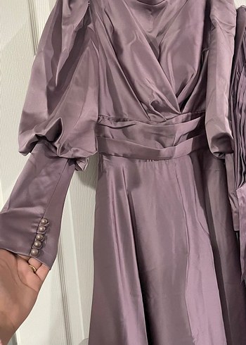 Mor Drapeli Uzun Abiye Elbise - Görsel 3