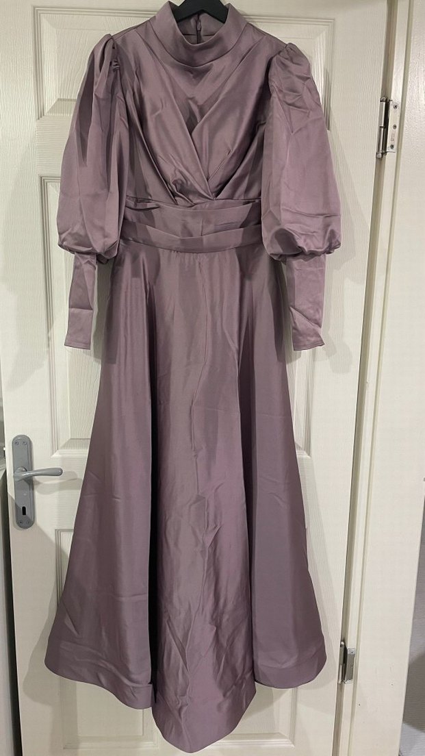 Mor Drapeli Uzun Abiye Elbise - Görsel 2