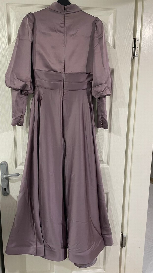 Mor Drapeli Uzun Abiye Elbise - Görsel 4