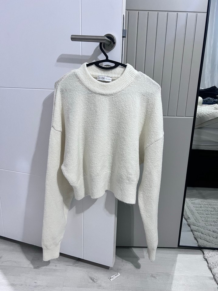 Beyaz Örgü Kadın Triko Kazak - Görsel 3