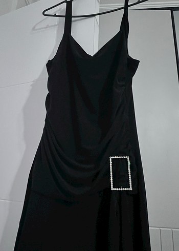 Siyah Gotik Uzun Drapeli Abiye Elbise - Görsel 3