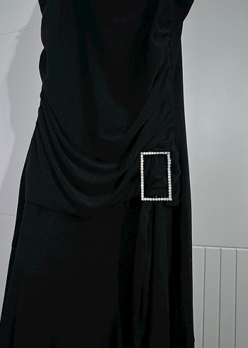 Siyah Gotik Uzun Drapeli Abiye Elbise - Görsel 6