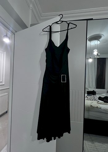 Siyah Gotik Uzun Drapeli Abiye Elbise - Görsel 4