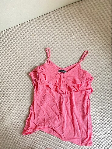 Pembe askılı bluz