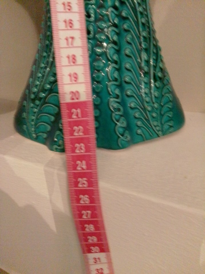 Koyu Turkuaz Desenli Seramik Vazo - Görsel 4