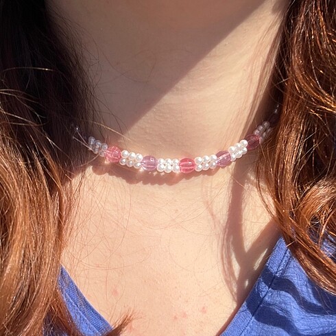 Minnoş Pembe&Lila Choker Kolye