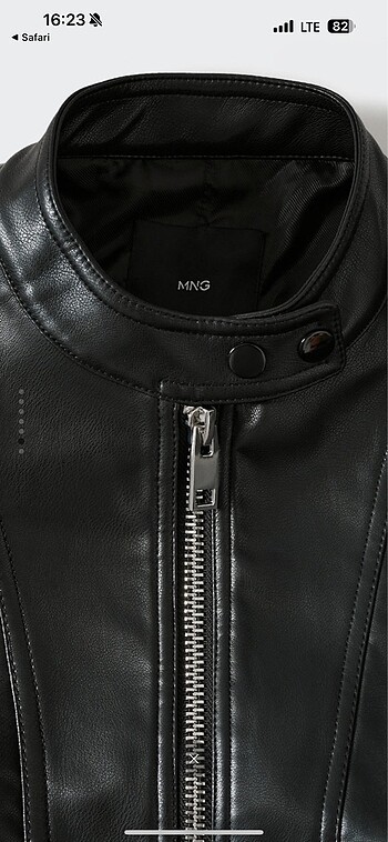s Beden Mango deri biker ceket