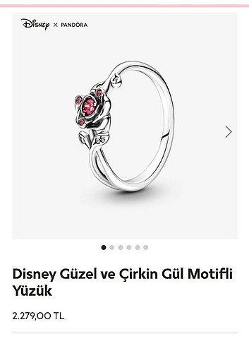 Beden Pandora Disney Güzel ve Çirkin Gül Motifli Yüzük