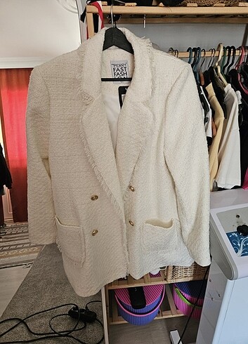 Blazer krem astarli şık ceket