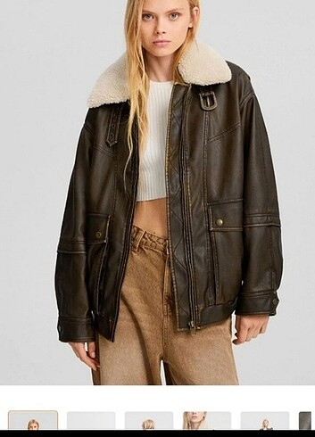 Bershka Bershka deri oversize ceket