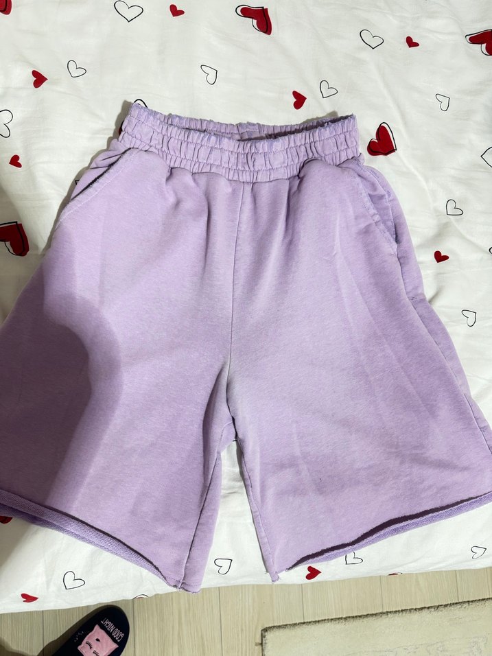 Mor Mini Kadın Şort Pamuklu Rahat Kesim - Görsel 2